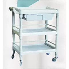 Solic Medical Utility Cart, PVC with 3 Shelves + 1 Drawer, each