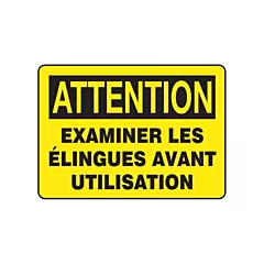 Accuform Signs Enseigne « Examiner les élingues avant utilisation »