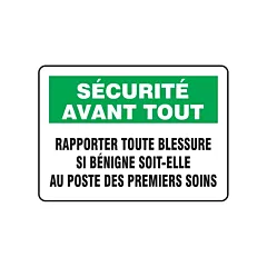 Accuform Signs Enseigne « Rapporter toute blessure »
