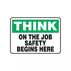 Accuform Signs Enseigne « On The Job Safety Begins Here »