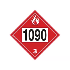 Brady 1090 Acetone Flammable Liquid TDG Placard, Plastic, 3 Class (09095R 1090)