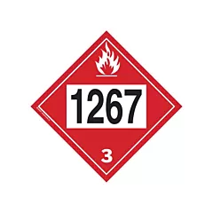 Brady 1267 Petroleum Crude Oil Flammable Liquid TDG Placard, Adhesive Vinyl, 3 Class (09082R1267)
