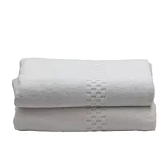 Jacquard 100% Combed Cotton Checkered Dobby Border Hand Towels 6/Pack | Size 16x32 | White
