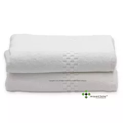 Jacquard 100% Combed Cotton Checkered Dobby Border Bath Sheet 2/Pack | Size 30x60 | White