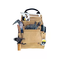 Kuny's Carpenter's Nail and Tool Pouch, Leather, Beige, 10 No. of Pockets, Multiple Tool Holder (AP-923T)
