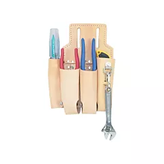 Kuny's 4-Way Lineman Tool Pouches, Leather, Beige, 4 No. of Pockets, Multiple Tool Holder (PL-32)