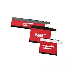 Milwaukee Multi-Size Zipper Pouches - Set of 3, Black/Red, Canvas, 3 No. of Pockets (48-22-8183)