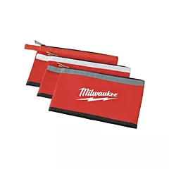 Milwaukee Coloured Zippered Pouches - Set of 3, Black/Red, Canvas, 3 No. of Pockets (48-22-8193)
