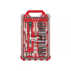 Milwaukee Ratchet & Socket Set with Packout™ Low-Profile Compact Organizer