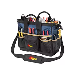 Kuny's Molded Base Big-Mouth Tote Tool Bag, Black/Blue, Ballistic Polyester, 23 No. of Pockets (PB1563)