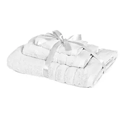 100% Turkish Cotton Combed Ring Spun 600 GSM Bath Towel Set - White