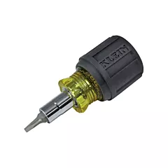 Klein Tools Stubby Multi-Bit Screw Driver With Sq.Recess, 3-1/5