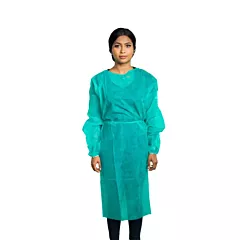Cleantech Disposable AAMI Level 1  Isolation Gown Elastic Cuff Green - Pack of 10