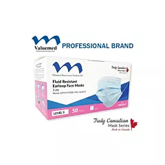 Valuemed Professional Truly Canadian Earloop Face Masks Level 3 Blue, 50/box (VMVMC2315)