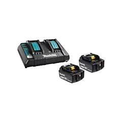 Makita Li-Ion Battery & Dual-Port Charger Kit, 18 V, 45 min., Lithium-Ion (Y-00359)