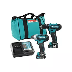 Makita Ensemble de perceuse et tournevis à chocs sans fils, 12 V, Lithium-ion (CLX224)