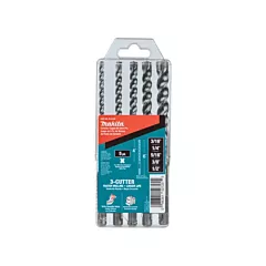 Makita Jeu de mèches à trois tranchants SDS-Plus, 5 Nbre de morceaux, Carbure (B-61298)