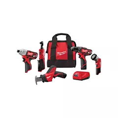 Milwaukee M12™ 5-Tool Combo Kit, 12 V, Lithium-Ion (2498-25)