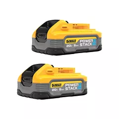 Dewalt POWERSTACK™ Battery 2-Pack, 20 V, 5 Ah, Lithium-Ion (DCBP520-2)