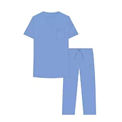 Unisex Ceil Blue Colour 7 Pocket Drawstring Scrub Set