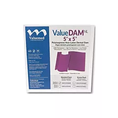 ValueDAM NL, Non Latex Dental Dams 5x5 Medium Economy Pack 100/pack, Purple (VMVM1355MEC)