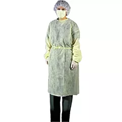 Disposable Isolation Gown, Fluid Resistant, Yellow XL
