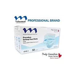 Valuemed Professional Truly Canadian Earloop Face Masks Level 1 Blue, 50/box (VMVMC2115)