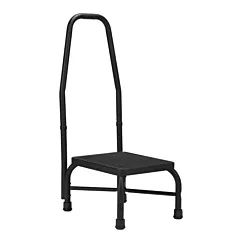 Bariatric Step Stool with Handrail, Black, 500lbs Capacity (VMVMD10553)