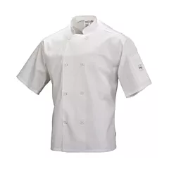 Mercer Culinary Short Sleeve Chef Jacket with Full Mesh Back, White, Medium