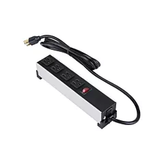 Gray Electric Barre d'alimentation en aluminium brossé pour l'intérieur, 6', 4 Nbre de prises de courant (1584H4A1)