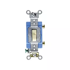 Leviton Back & Side-Wired Quiet Switch with Single-Pole Toggle, Ivory, 120 V/270 V, Toggle, Non-Dimmable (1201-2I)