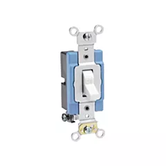 Leviton Interrupteur doux à borne arrière & latérale, avec basculement unipolaire, Blanc, 120 V/277 V, Commutateur, Intensité non variable (1201-2W)
