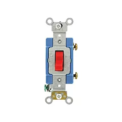 Leviton Back & Side-Wired Quiet Switch with Single-Pole Toggle, Red, 120 V/277 V, Toggle, Non-Dimmable (1201-2R)