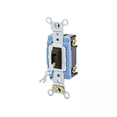 Leviton Interrupteur doux à borne arrière & latérale, avec basculement unipolaire verrouillable, Brun, 120 V/277 V, Commutateur, Intensité non variable (1201-2L)