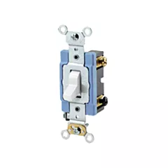 Leviton Interrupteur doux à borne arrière & latérale avec basculement tripolaire, Blanc, 120 V/277 V, Commutateur, Intensité non variable (1203-2W)