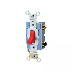 Leviton Interrupteur doux à borne arrière & latérale avec basculement tripolaire, Rouge, 120 V/277 V, Commutateur, Intensité non variable (1203-2R)