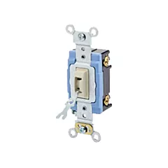 Leviton Interrupteur doux à borne arrière & latérale avec basculement tripolaire verrouillable, Ivoire, 120 V/277 V, Commutateur, Intensité non variable (1203-2IL)