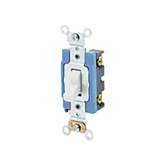 Leviton Poignée illuminée à borne arrière & latérale, avec basculement unipolaire, Blanc, 120 V, Commutateur, Intensité non variable (1201-LHW)