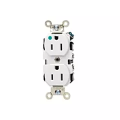 Leviton Prise à borne arrière & latérale à broches droites avec courroie en laiton nickelé, Blanc, 12,0 A, 125 V, 2 Nbre de prises de courant (8200-W)