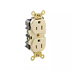 Leviton Prise à borne arrière & latérale à broches droites avec courroie en acier, Ivoire, 15,0 A, 125 V, 2 Nbre de prises de courant (5262-I)