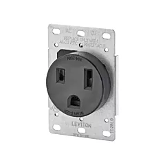 Leviton Industrial Grade Flush Mount Outlet, Black, 50 Amps, 250 V, 1 No. of Outlets, Not Tamper-Resistant (5374-S00)