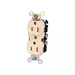 Leviton Prise à broches droites et borne latérlale, Ivoire, 15,0 A, 125 V, 2 Nbre de prises de courant (CR15-I)