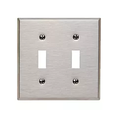 Leviton Plaque murale double, Acier inoxydable, Bouton, 2 Nbre d'ouvertures, Acier inoxydable (84009)