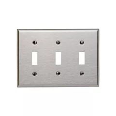 Leviton Plaque murale triple, Acier inoxydable, Bouton, 3 Nbre d'ouvertures, Acier inoxydable (84011)