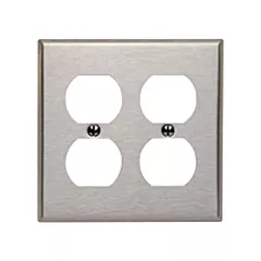 Leviton 2-Duplex Receptacle Wallplate, Stainless Steel, Duplex, 2 No. of Gangs, Stainless Steel (84016)