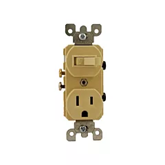 Leviton Combinaison de prise mise à la terre et interrupteur unipolaire, Ivoire, 120 V (5225-I)
