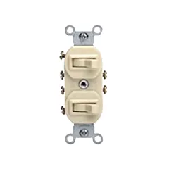 Leviton Combinaison deux interrupteurs tripolaires, Ivoire, 240 V, Commutateur, Intensité non variable (5243-I)