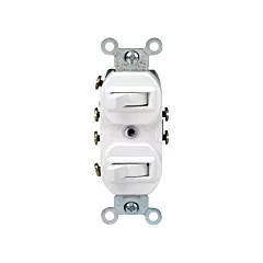 Leviton Combinaison deux interrupteurs tripolaires, Blanc, 120 V/277 V, Commutateur, Intensité non variable (5243-W)