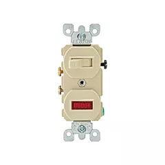 Leviton Combinaison interrupteur unipolaire & lampe témoin néon, Ivoire, 120 V, Intensité non variable (5226-I)