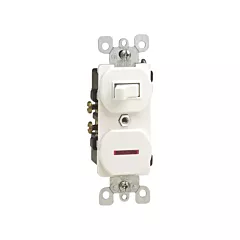 Leviton Combinaison interrupteur unipolaire & lampe témoin néon, Blanc, 120 V, Intensité non variable (5226-W)